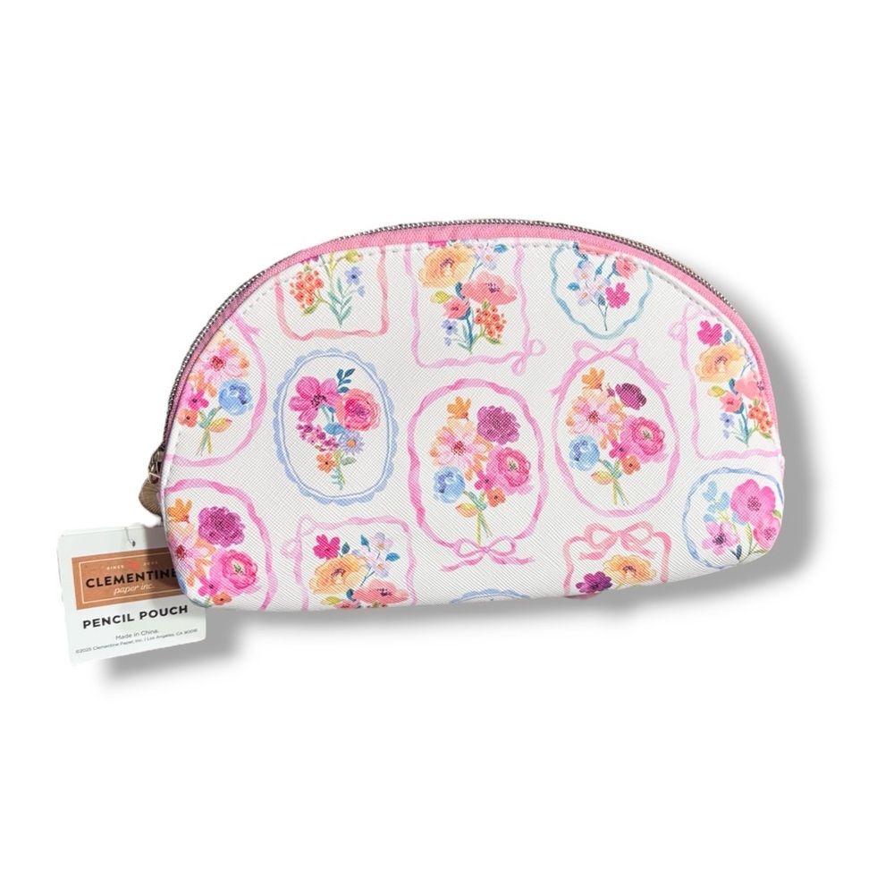 CLEMENTINE PAPER CO. Makeup Pencil Pouch Watercolor Bouquets Pattern
